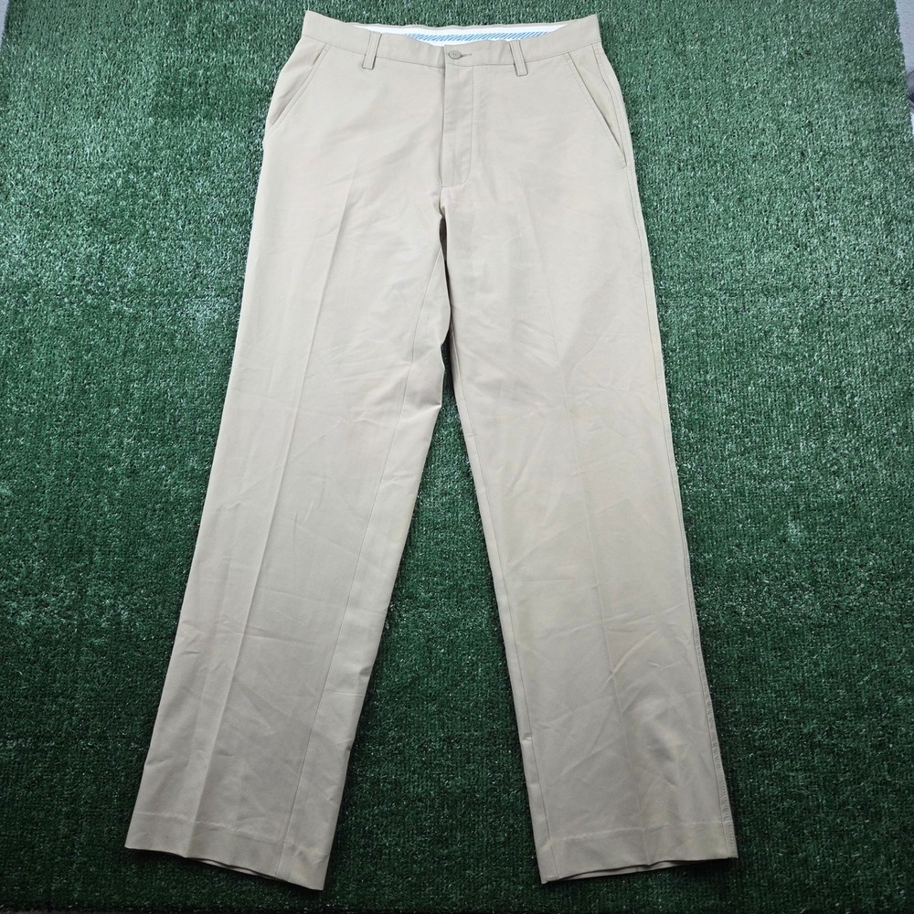 FootJoy Mens Performance Golf Pants Khaki Tan Beige 32x32 Stretch Flat Front FJ
